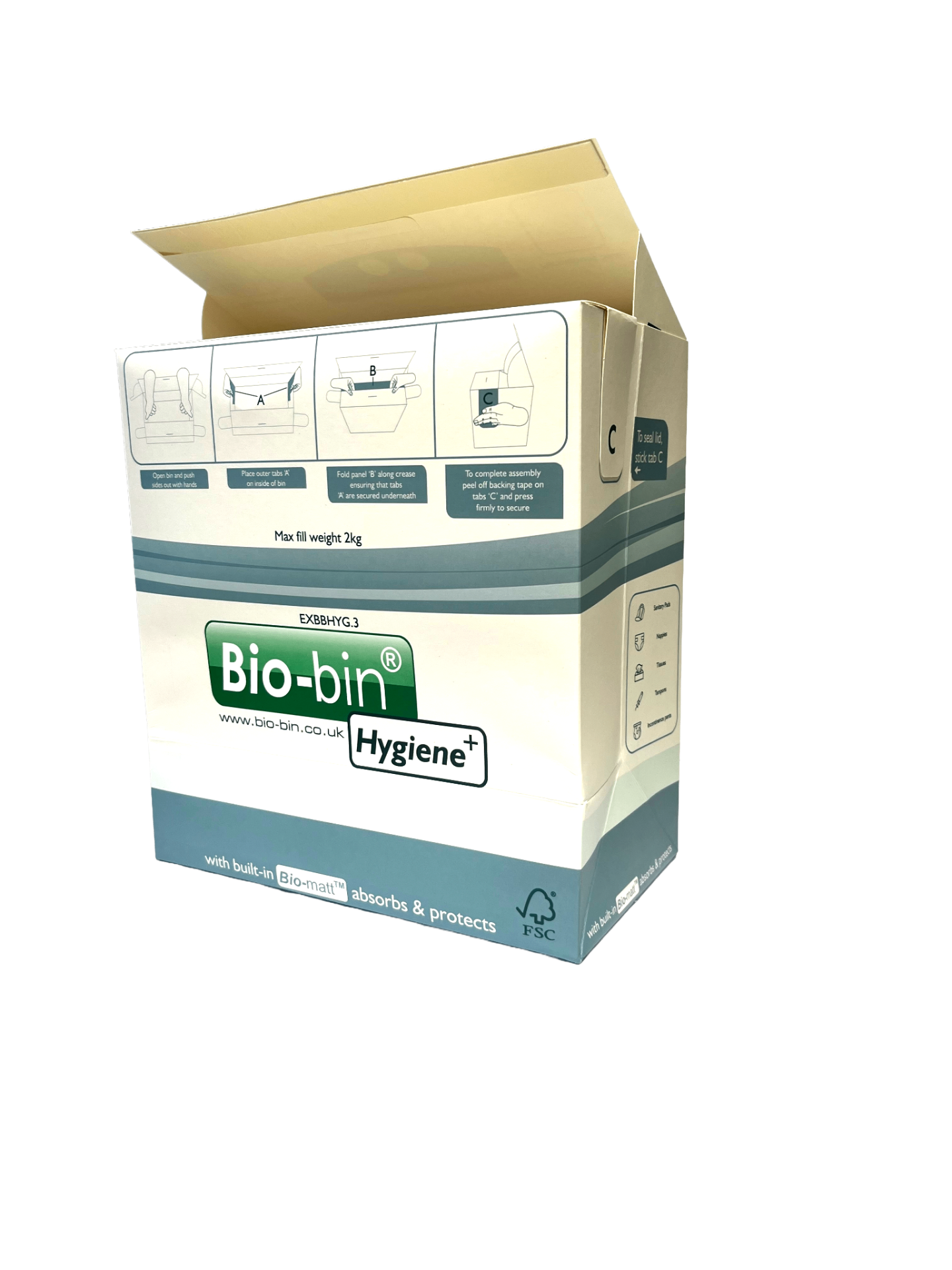 Bio-bin Hygiene+ paper-based sanitary waste bin